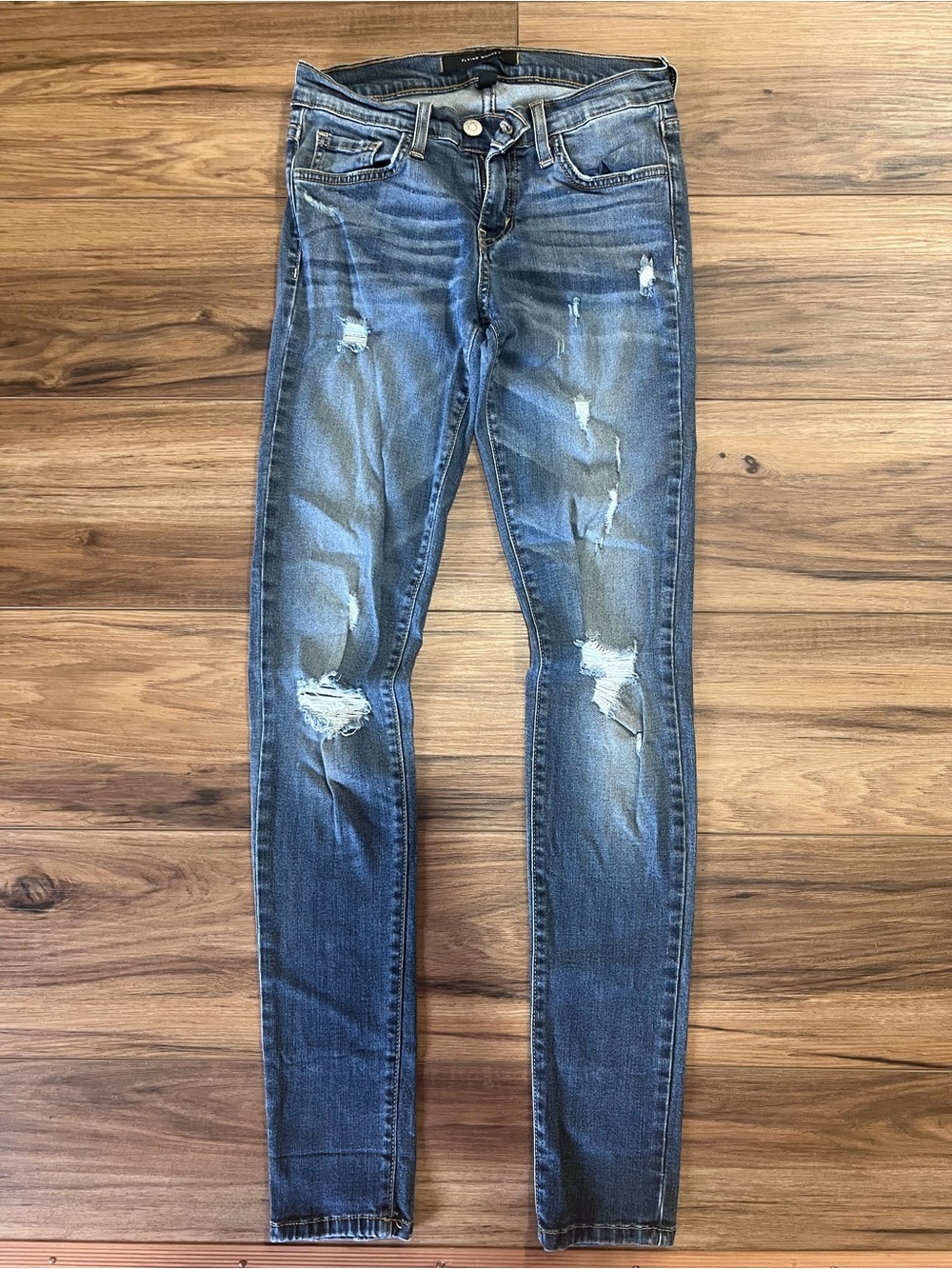Flying Monkey Distressed Dark Blue Skinny Jeans